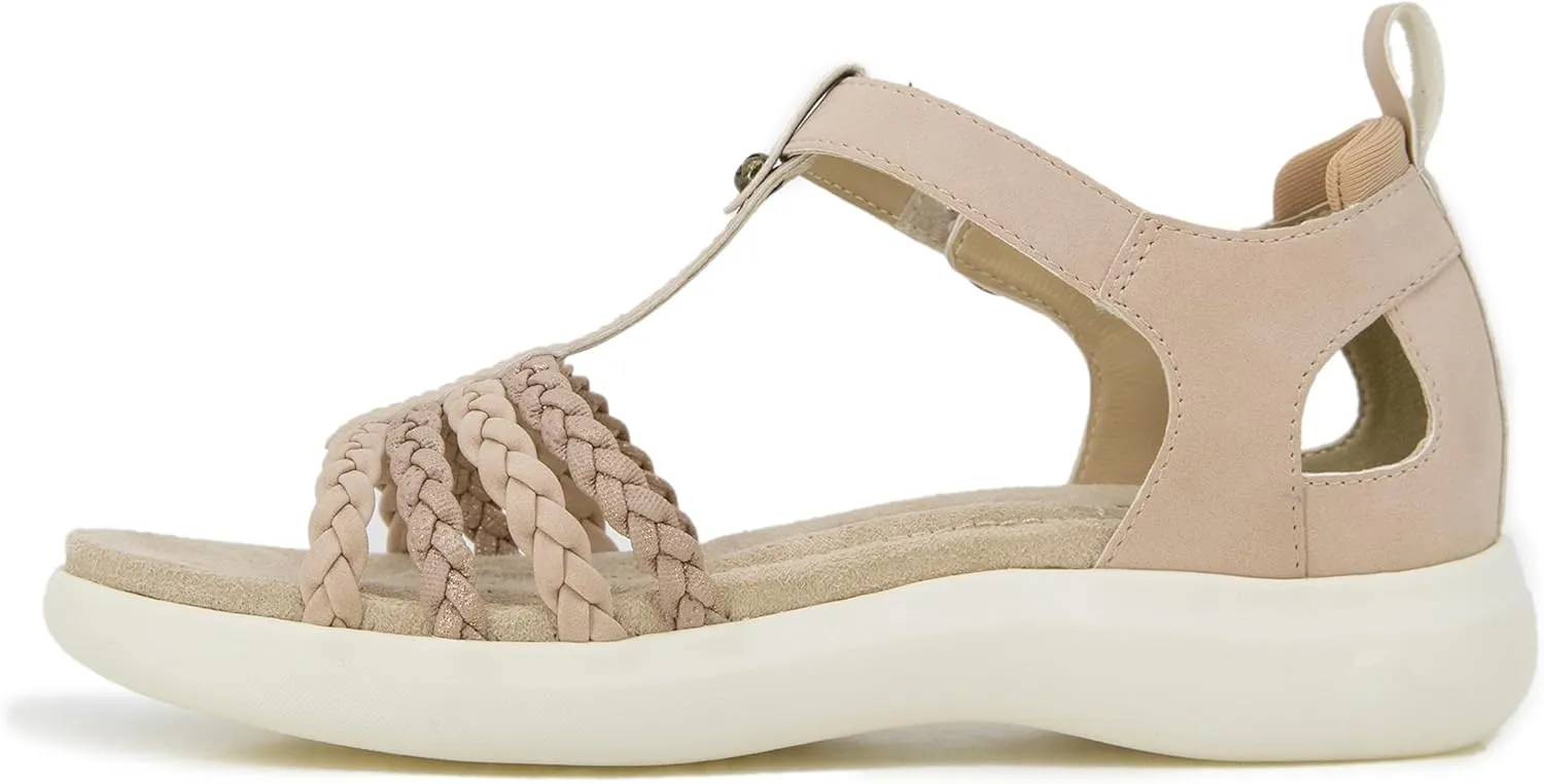 JBU Prague Women's Comfort Casual Adjustable Ankle Strap Flat Open Toe Classic Fashion Sandals