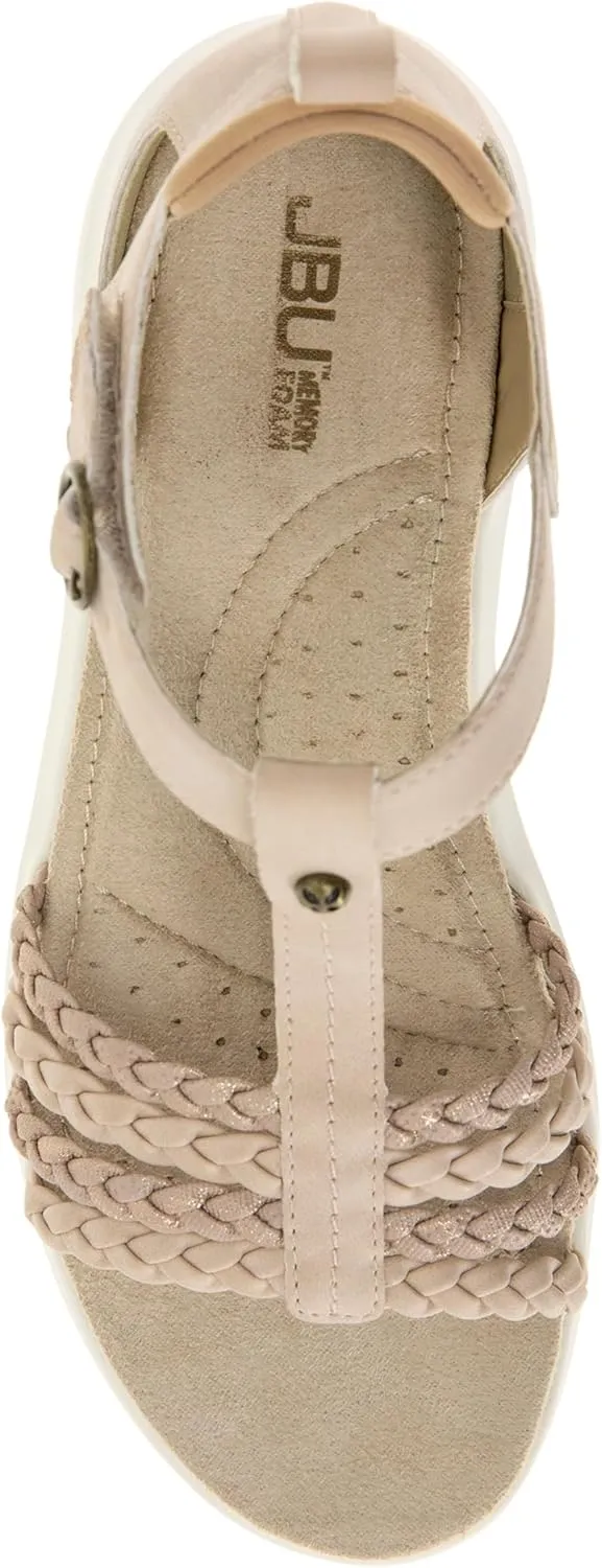 JBU Prague Women's Comfort Casual Adjustable Ankle Strap Flat Open Toe Classic Fashion Sandals