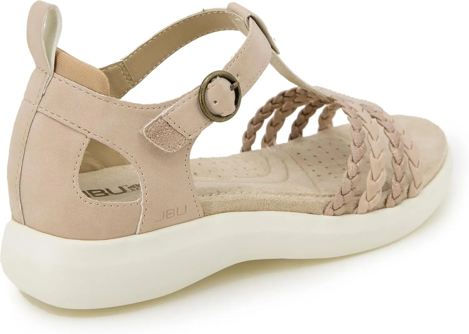JBU Prague Women's Comfort Casual Adjustable Ankle Strap Flat Open Toe Classic Fashion Sandals