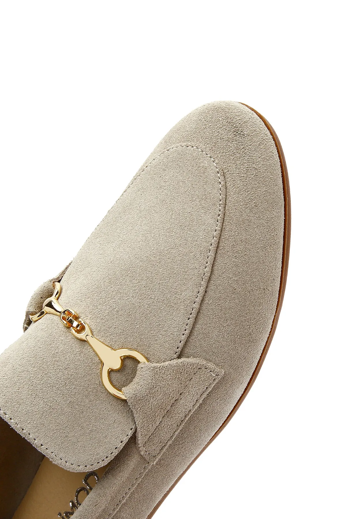Kadın Bej Süet Deri Maskülen Loafer