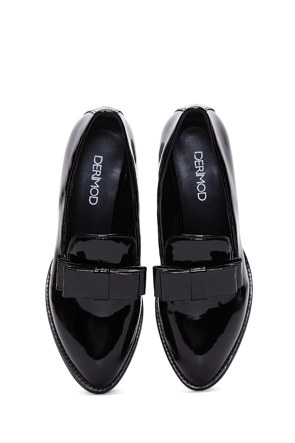 Kadın Siyah Rugan Topuklu Loafer