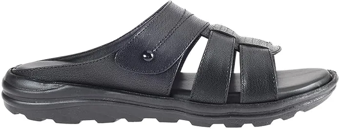 Khadim's Men Synthetic Solid Black Sandal