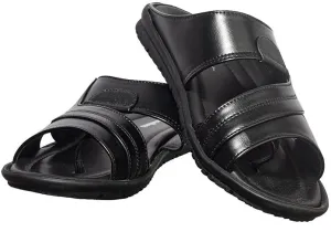 Khadim's Men Synthetic Solid Black Sandal