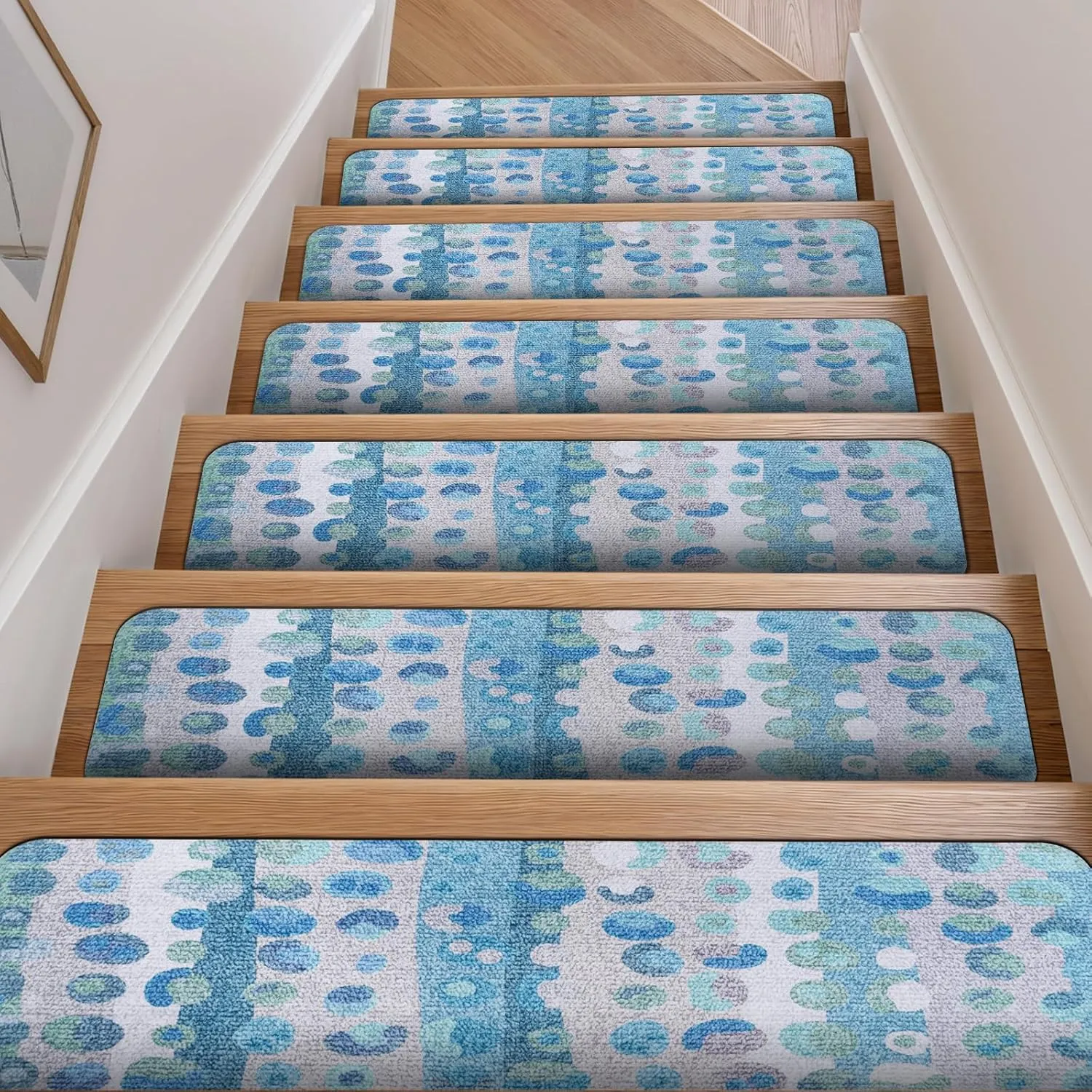 KIMODE Stair Treads Non-Slip, 15PCS 8"x30" Washable Reusable Stair Runner with Rubber Backing, Cuttable Carpet Stair Treads for Wooden Steps Indoor Safety Staircase Step Treads for Kids Elders Pets
