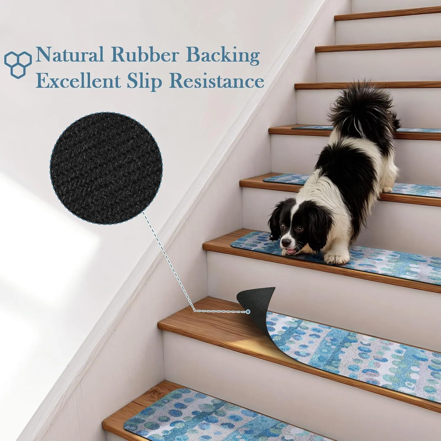 KIMODE Stair Treads Non-Slip, 15PCS 8"x30" Washable Reusable Stair Runner with Rubber Backing, Cuttable Carpet Stair Treads for Wooden Steps Indoor Safety Staircase Step Treads for Kids Elders Pets