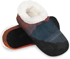 KOBLEN Beautiful Twilight Mountain Slippers for Women House Shoes with Fleece Lining Wide Comfy Full Slippers Lightweight Cozy Loafer with Rubber Sole Unisex Slippers Adults for Indoor Outdoor