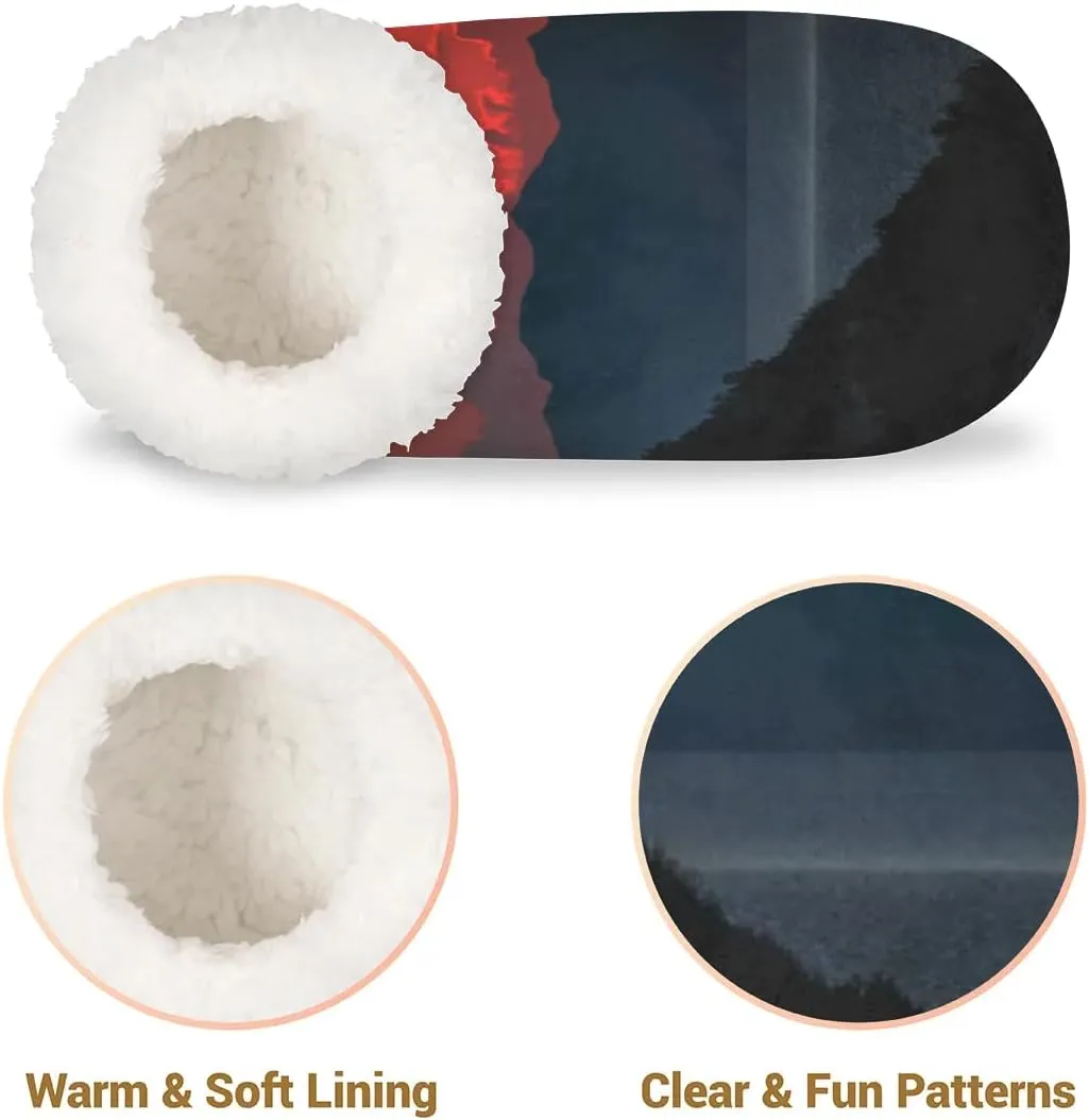 KOBLEN Beautiful Twilight Mountain Slippers for Women House Shoes with Fleece Lining Wide Comfy Full Slippers Lightweight Cozy Loafer with Rubber Sole Unisex Slippers Adults for Indoor Outdoor