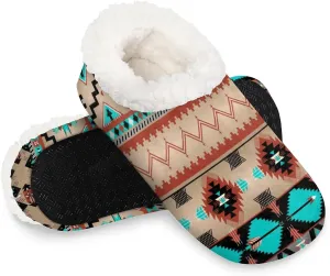 KOBLEN Bohemian Hippy Styles Slippers for Women House Shoes with Fleece Lining Wide Comfy Full Slippers Lightweight Cozy Loafer with Rubber Sole Unisex Slippers Adults for Indoor Outdoor