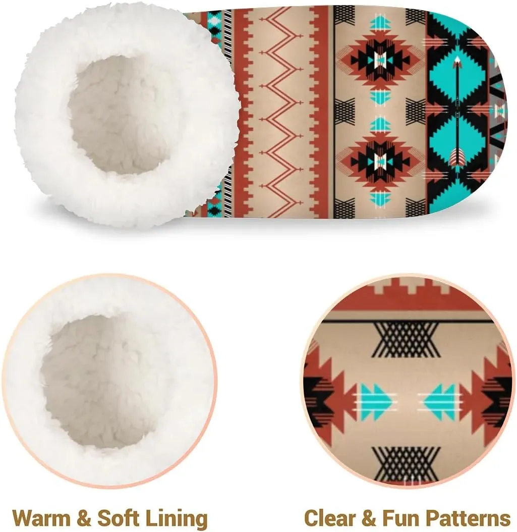 KOBLEN Bohemian Hippy Styles Slippers for Women House Shoes with Fleece Lining Wide Comfy Full Slippers Lightweight Cozy Loafer with Rubber Sole Unisex Slippers Adults for Indoor Outdoor