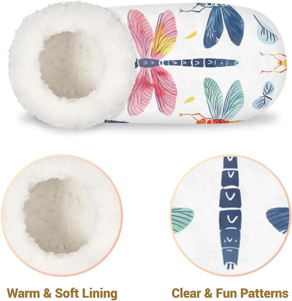 KOBLEN Dragonfly Leaves Line Slippers for Women House Shoes with Fleece Lining Wide Comfy Full Slippers Lightweight Cozy Loafer with Rubber Sole Unisex Slippers Adults for Indoor Outdoor
