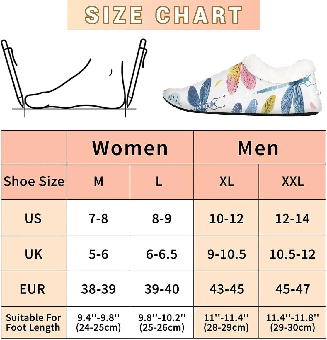 KOBLEN Dragonfly Leaves Line Slippers for Women House Shoes with Fleece Lining Wide Comfy Full Slippers Lightweight Cozy Loafer with Rubber Sole Unisex Slippers Adults for Indoor Outdoor