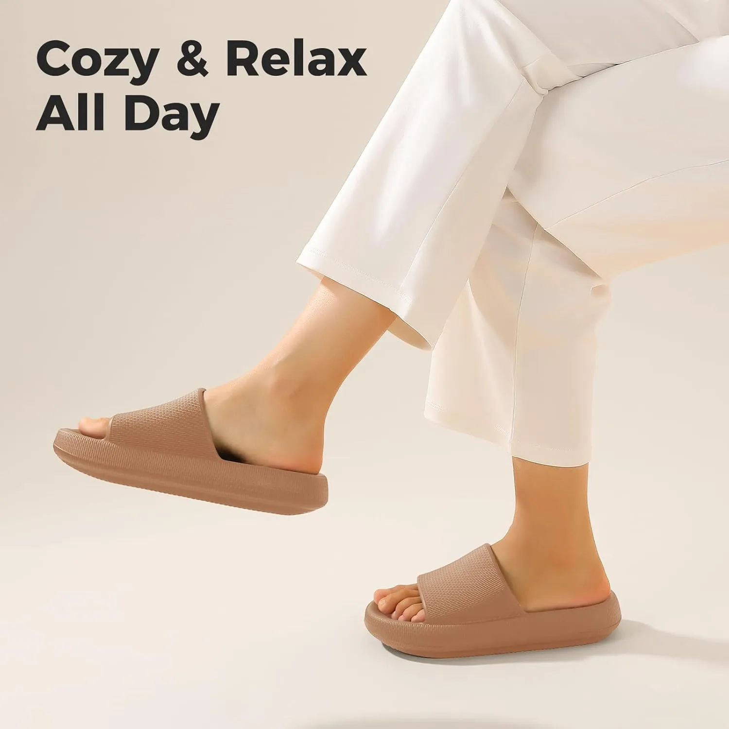 Leevar Cloud Slides for Women and Men - Soft, Comfy, Relax Cloud Slippers, Thick Sole, Non-slip Slides for Men, Easy to Clean, Shower, Swimming, Beach, Indoor and Outdoor Slides for Men
