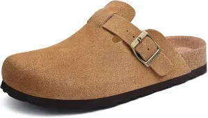 Litfun Women's Genuine Suede Clogs Soft Footbed Leather Potato Shoes Comfort Slip On Clogs with Arch Support
