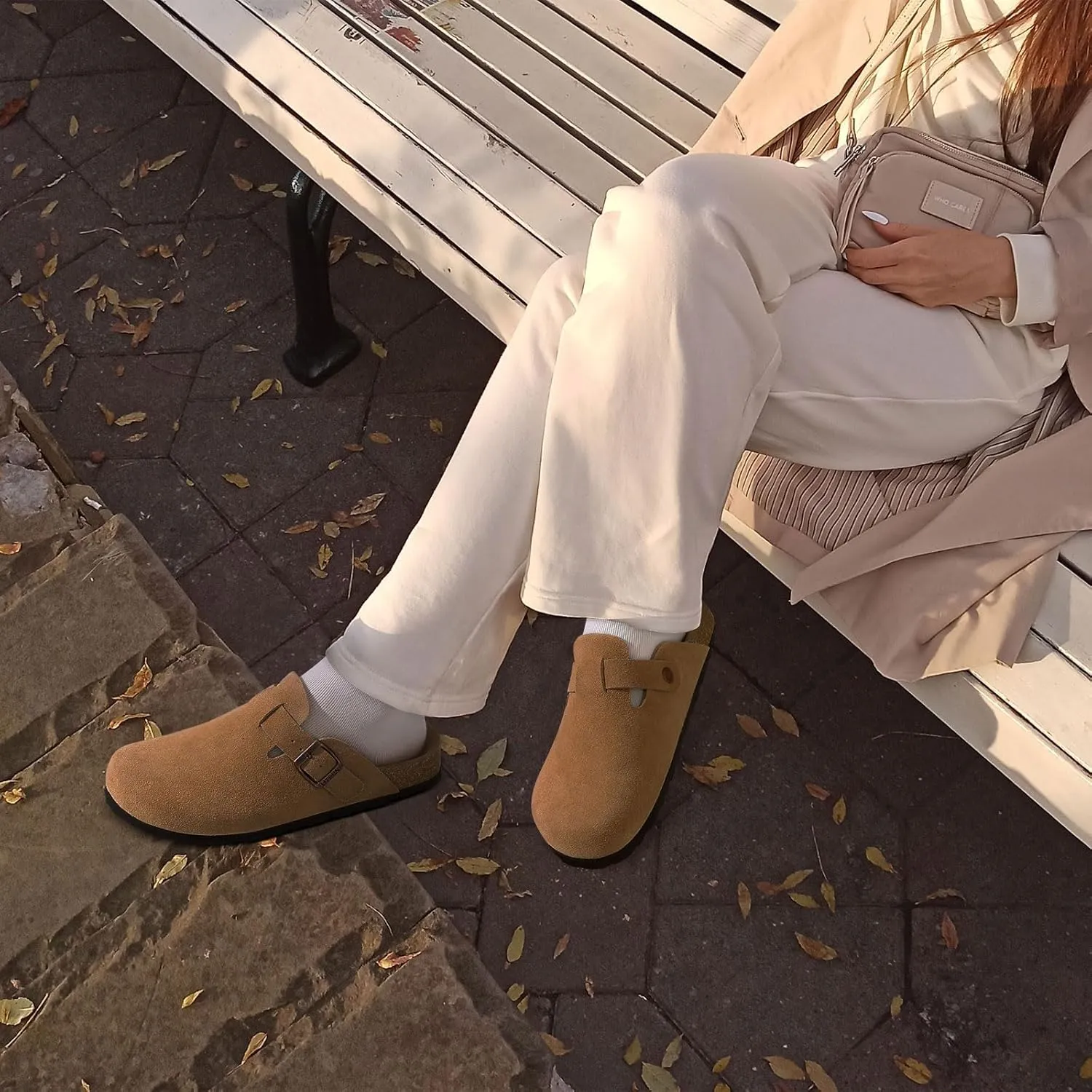 Litfun Women's Genuine Suede Clogs Soft Footbed Leather Potato Shoes Comfort Slip On Clogs with Arch Support