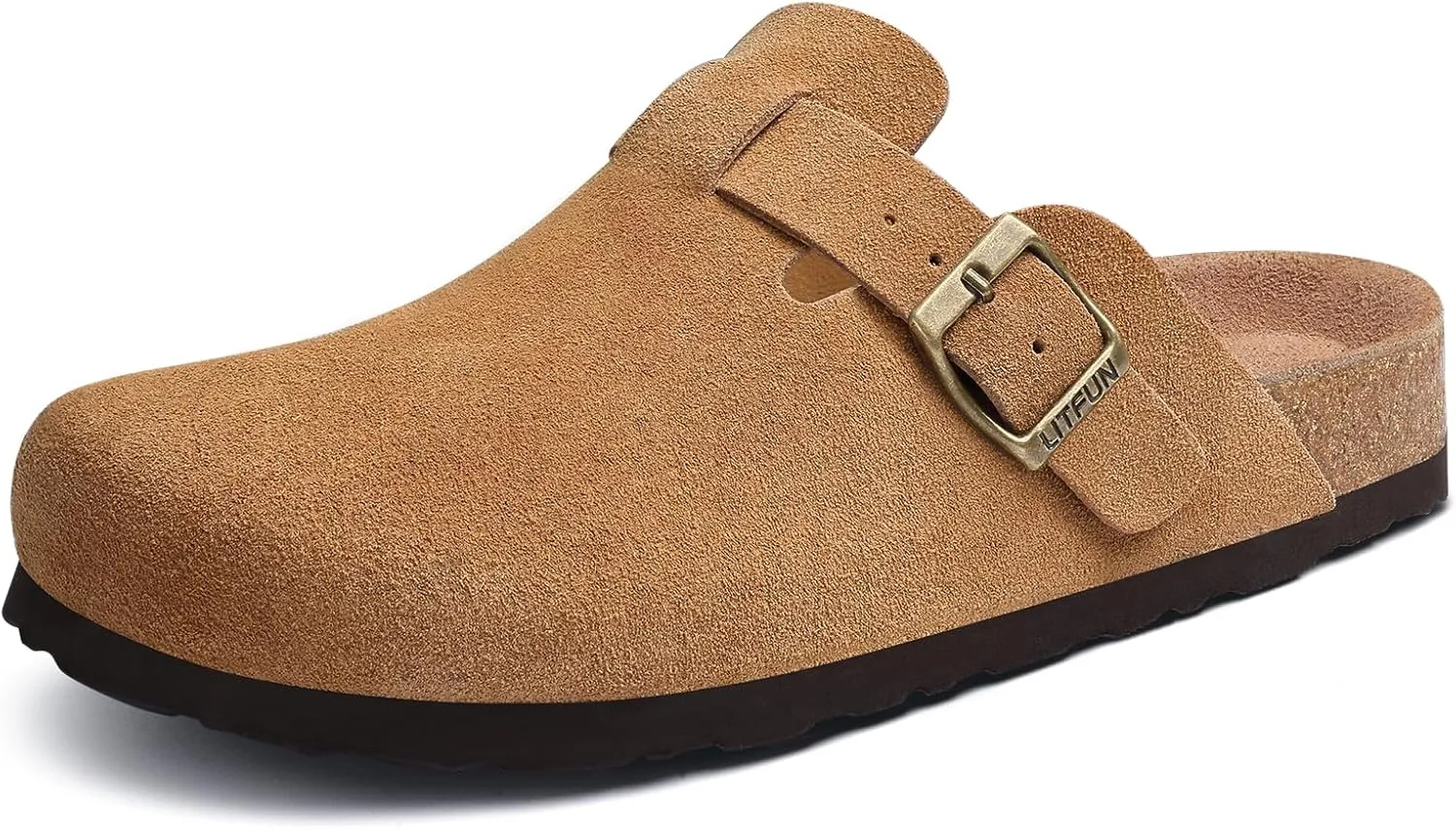 Litfun Women's Genuine Suede Clogs Soft Footbed Leather Potato Shoes Comfort Slip On Clogs with Arch Support