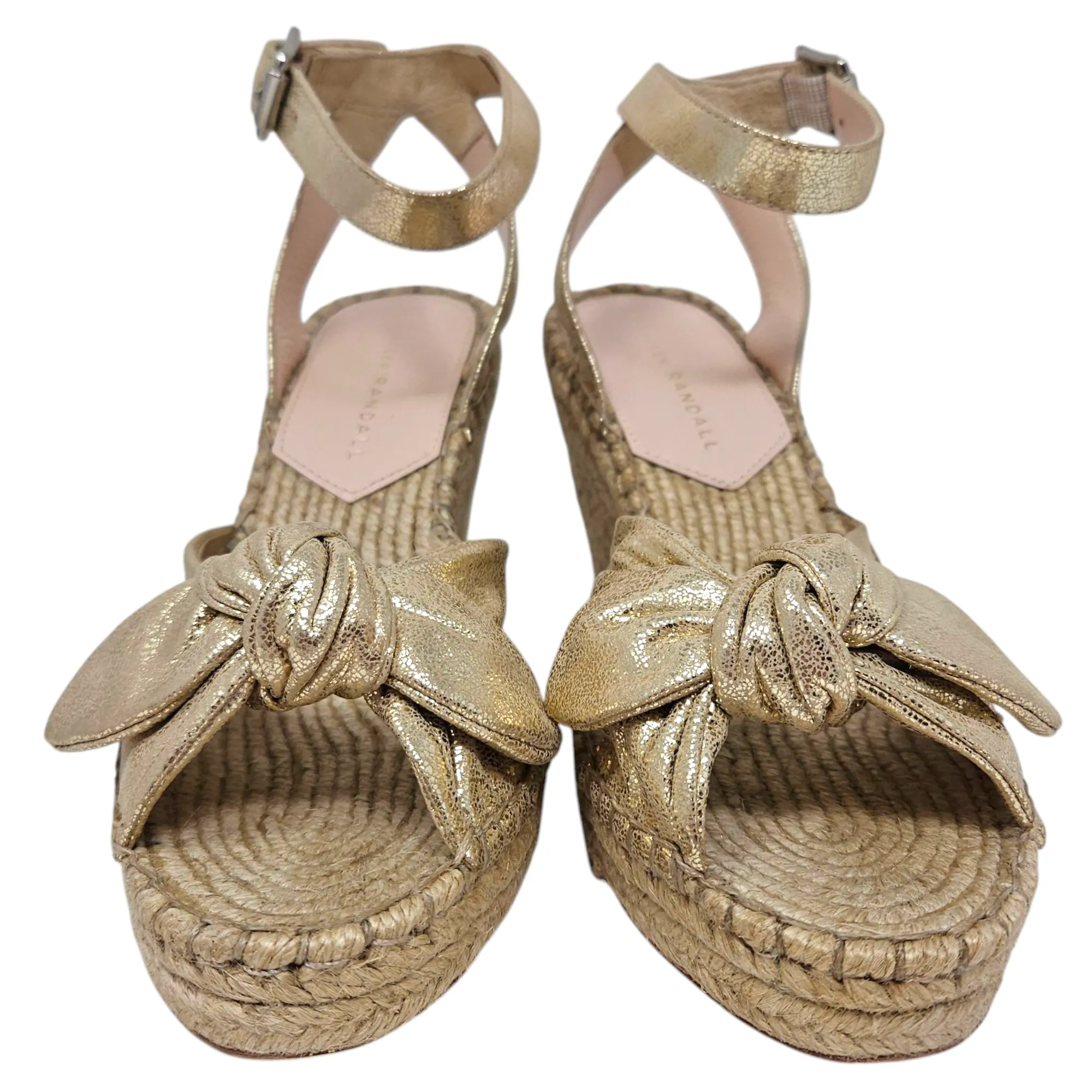 Loaffler Randall Leather Espadrille Wedge Sandals - Size 6