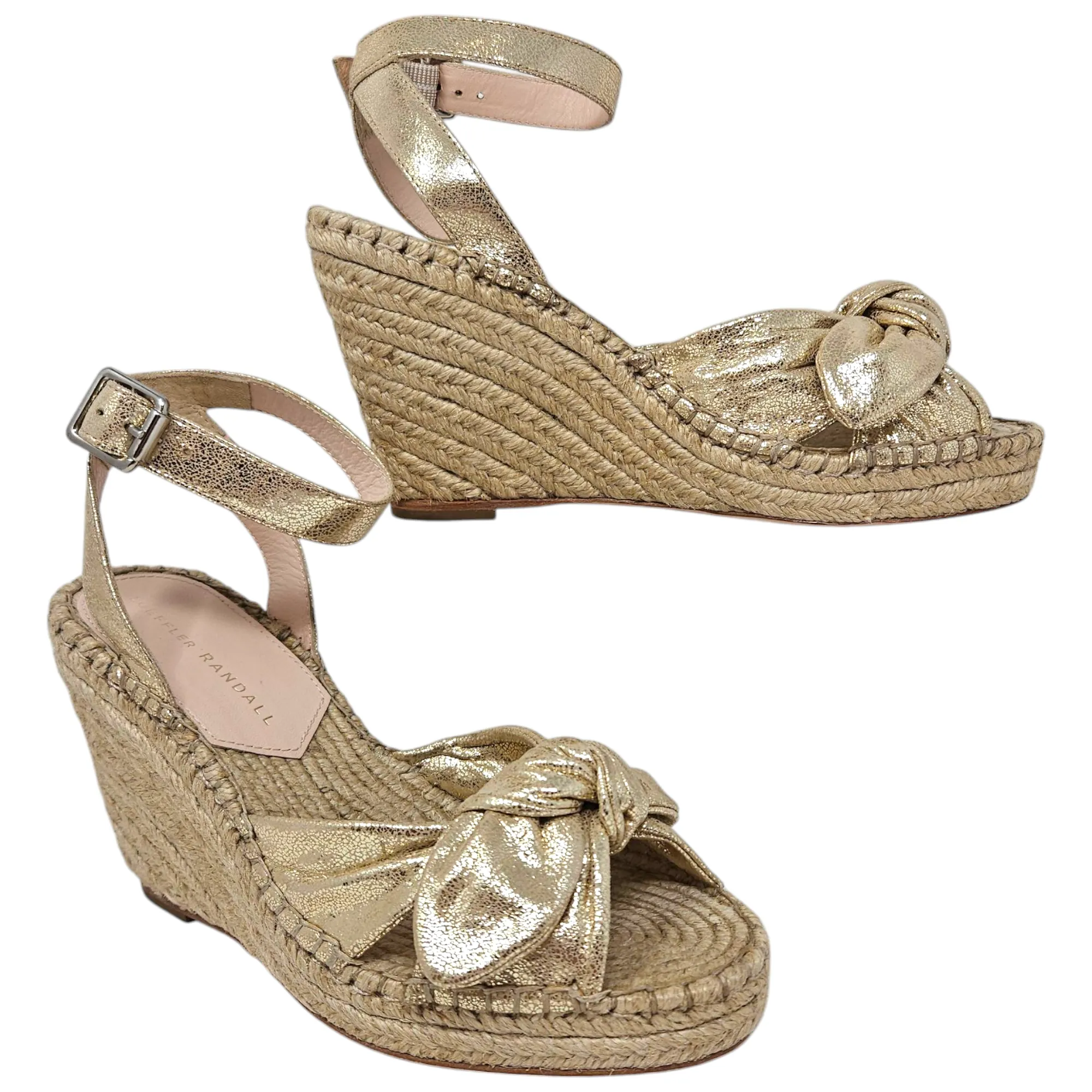 Loaffler Randall Leather Espadrille Wedge Sandals - Size 6