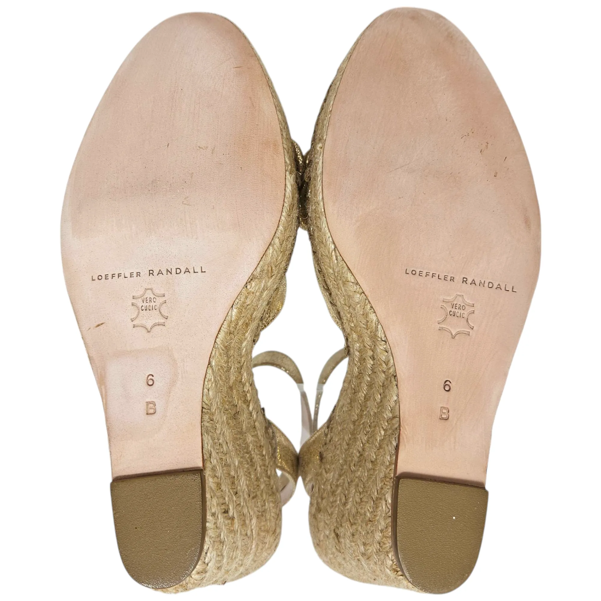 Loaffler Randall Leather Espadrille Wedge Sandals - Size 6