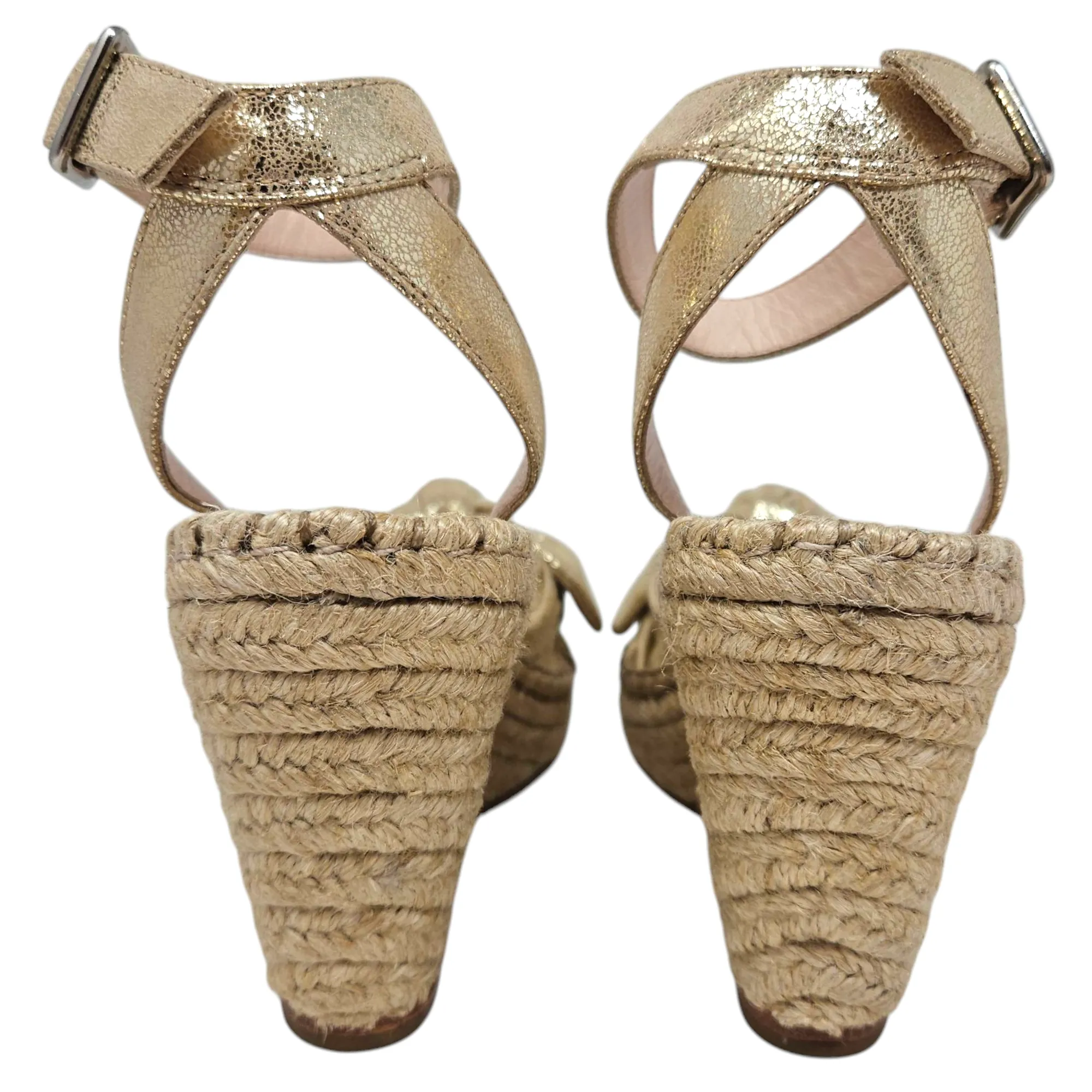 Loaffler Randall Leather Espadrille Wedge Sandals - Size 6