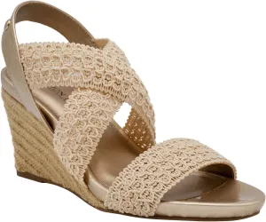 LONDON FOG Womens Pickwick Open Toe Espadrille Stretch Wedge Sandals