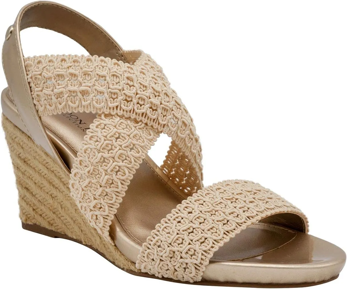 LONDON FOG Womens Pickwick Open Toe Espadrille Stretch Wedge Sandals