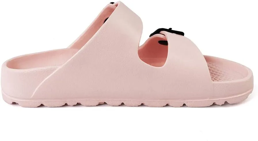 Luffymomo Adjustable Slip on Eva Double Buckle Slides Comfort Footbed Thong Sandals for Womens