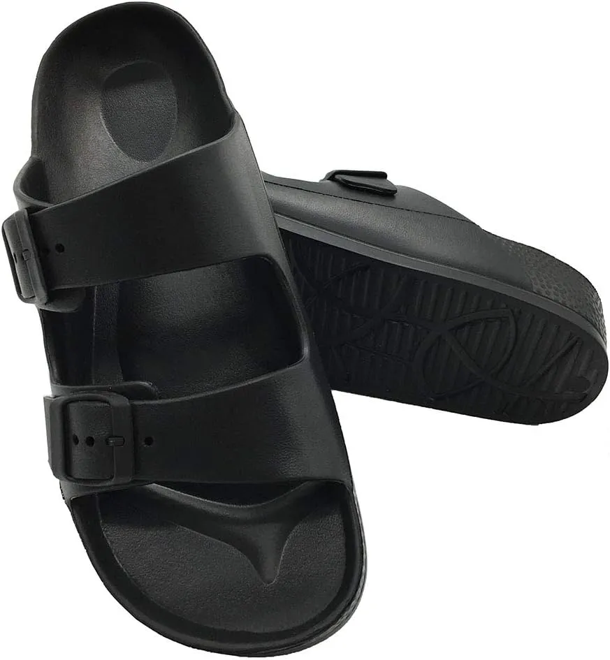 Luffymomo Adjustable Slip on Eva Double Buckle Slides for Mens