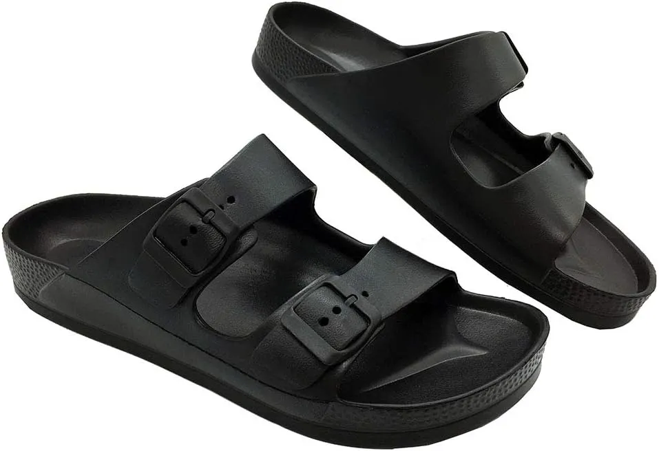 Luffymomo Adjustable Slip on Eva Double Buckle Slides for Mens