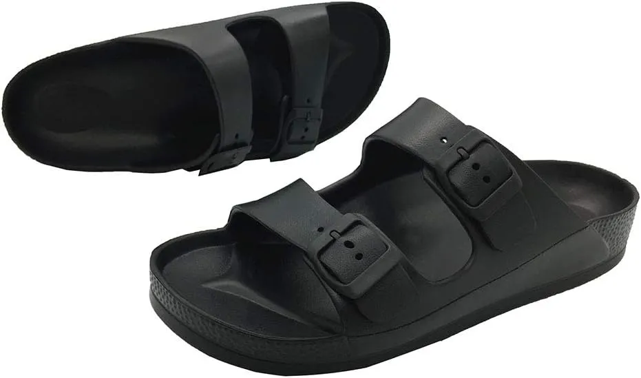 Luffymomo Adjustable Slip on Eva Double Buckle Slides for Mens