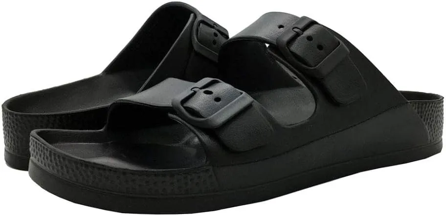 Luffymomo Adjustable Slip on Eva Double Buckle Slides for Mens