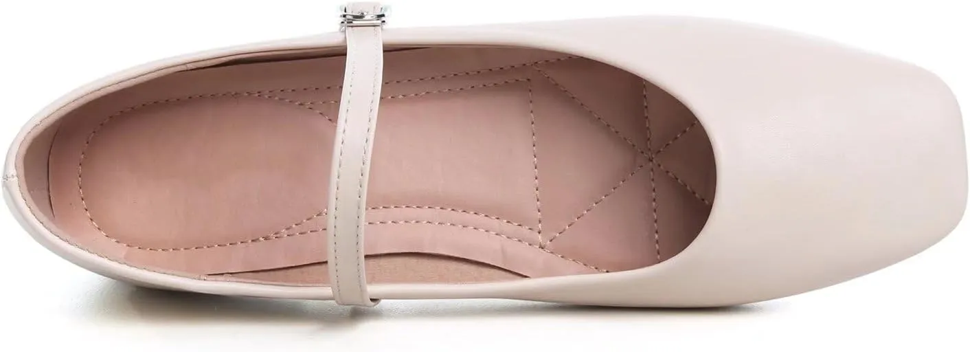 LUXINYU Women's Slip on Flats,Classy Round Toe Solid Classic Mary Jane Ballet Dance Shoes Soft Comfortable PU Flat Shoes
