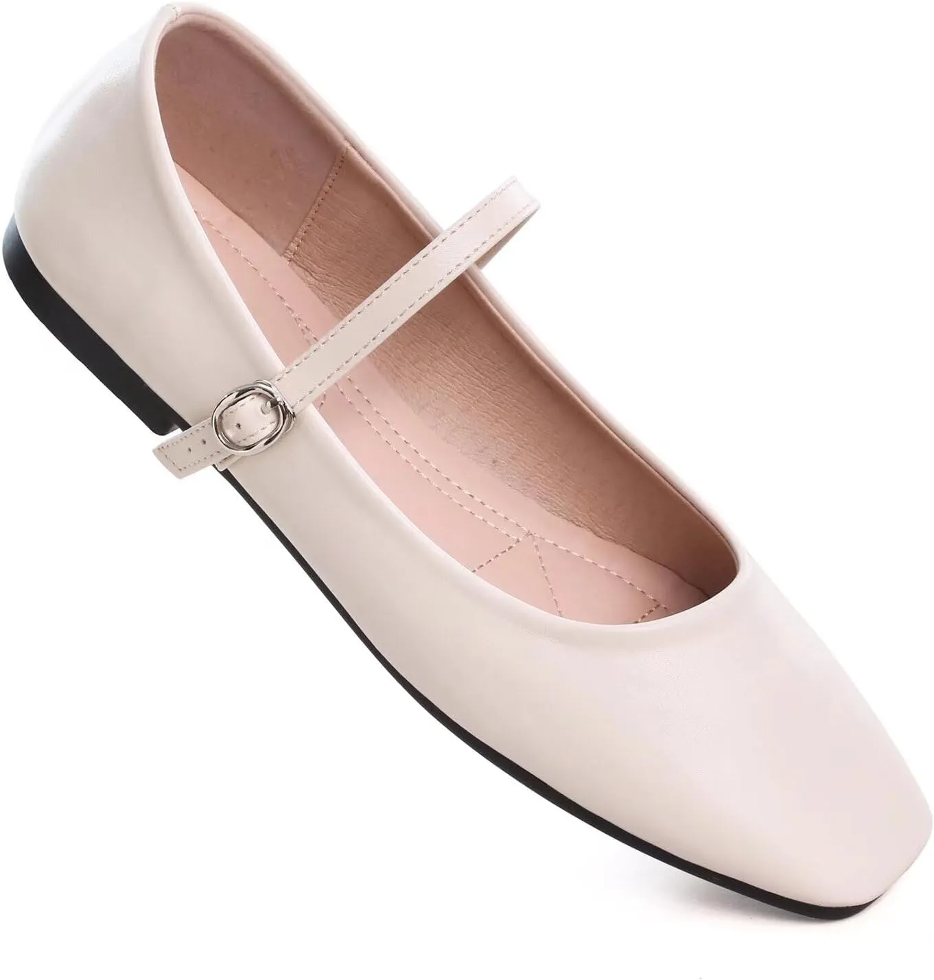 LUXINYU Women's Slip on Flats,Classy Round Toe Solid Classic Mary Jane Ballet Dance Shoes Soft Comfortable PU Flat Shoes