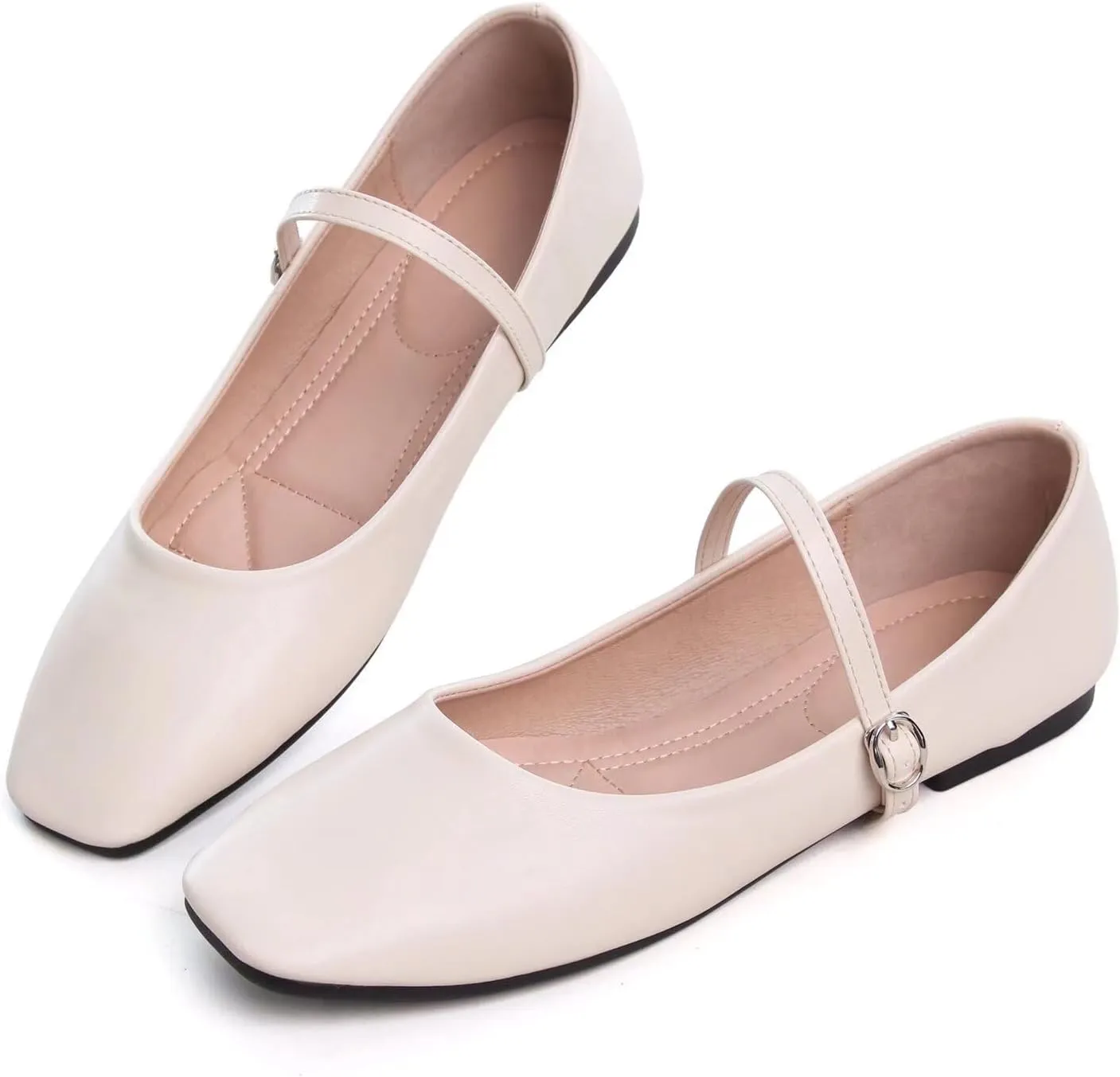 LUXINYU Women's Slip on Flats,Classy Round Toe Solid Classic Mary Jane Ballet Dance Shoes Soft Comfortable PU Flat Shoes