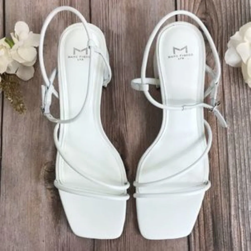Marc Fisher White Leather Sandals 9M