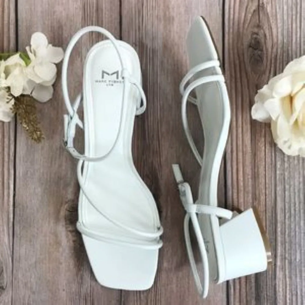 Marc Fisher White Leather Sandals 9M