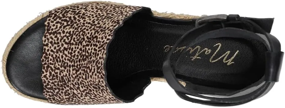 Matisse Womens Roma Cheetah Ankle Strap Espadrille Casual Sandals Casual High Heel 3" & Up - Black