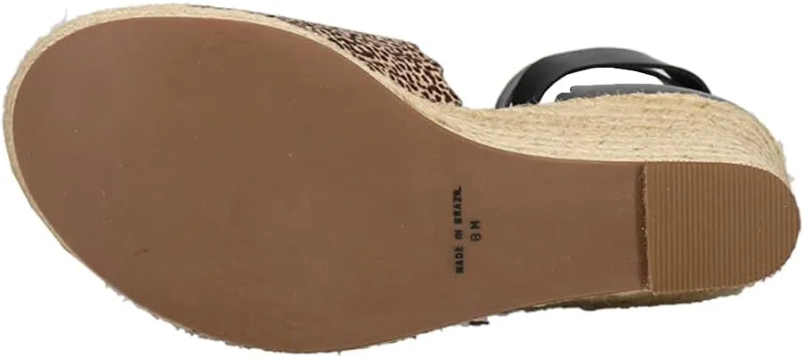Matisse Womens Roma Cheetah Ankle Strap Espadrille Casual Sandals Casual High Heel 3" & Up - Black