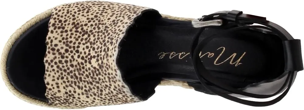 Matisse Womens Roma Cheetah Ankle Strap Espadrille Casual Sandals Casual High Heel 3" & Up - Black