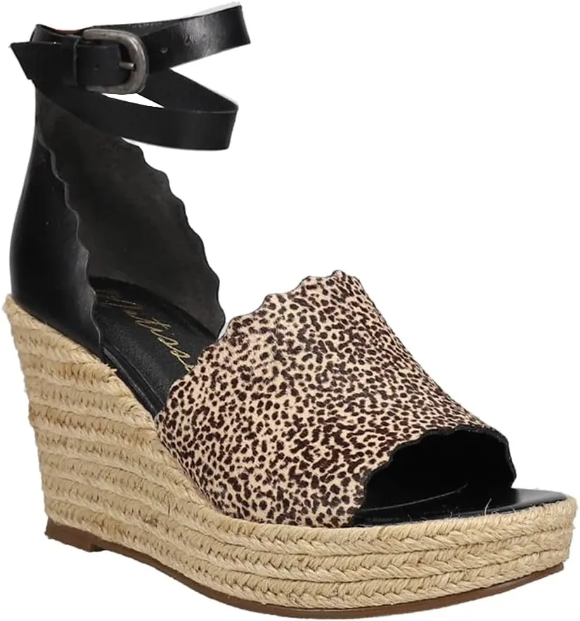 Matisse Womens Roma Cheetah Ankle Strap Espadrille Casual Sandals Casual High Heel 3" & Up - Black