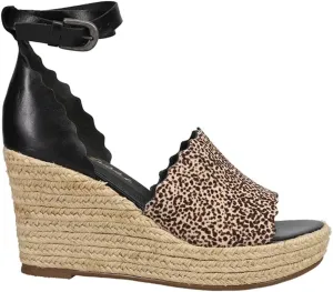 Matisse Womens Roma Cheetah Ankle Strap Espadrille Casual Sandals Casual High Heel 3" & Up - Black