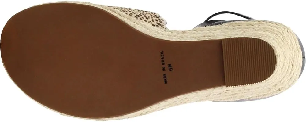Matisse Womens Roma Cheetah Ankle Strap Espadrille Casual Sandals Casual High Heel 3" & Up - Black