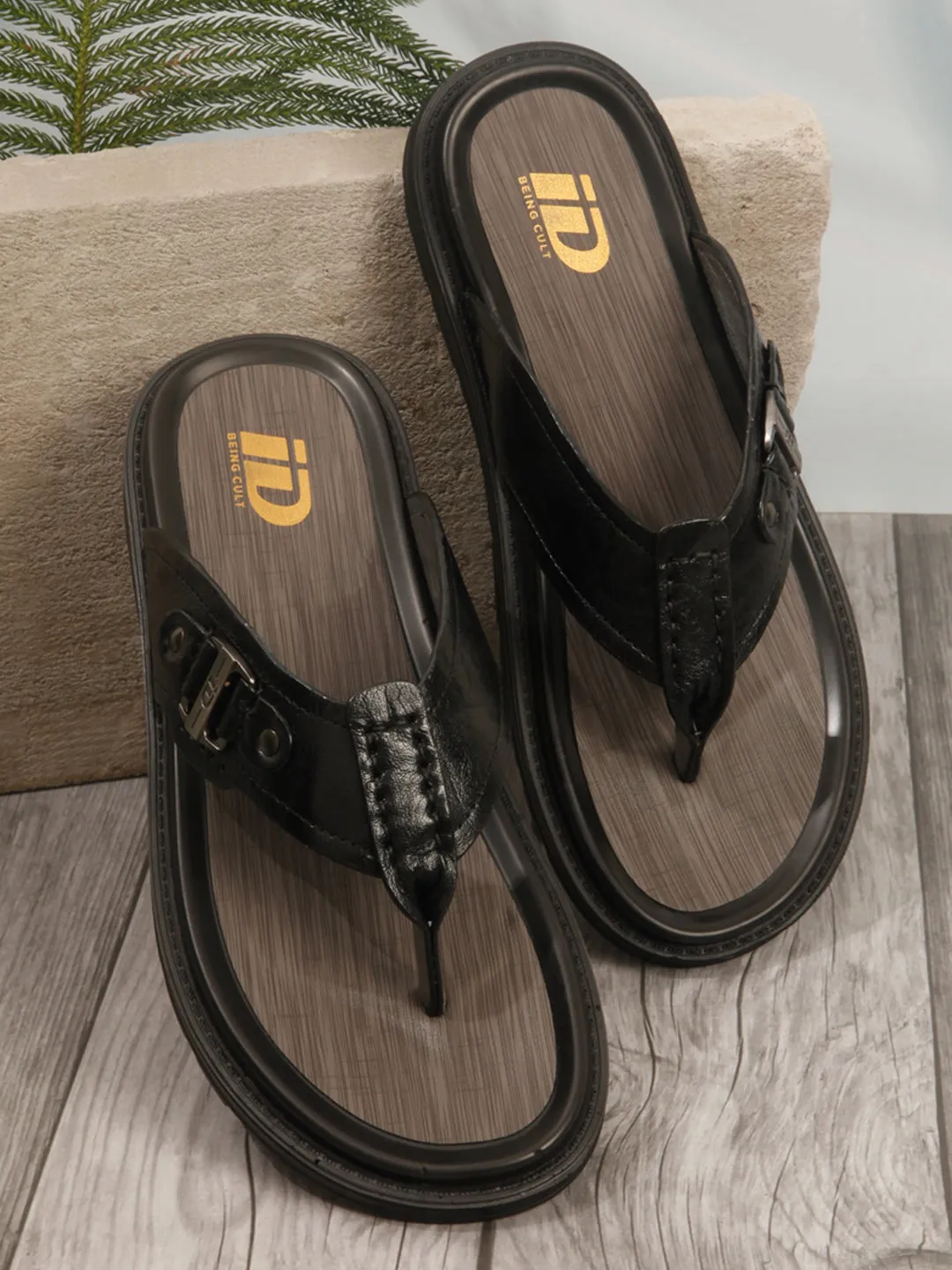 Men's Black Thong Sandal (ID4241)