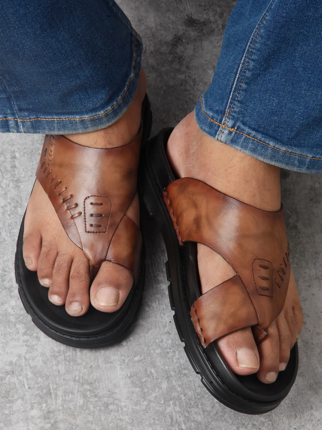 Men's Brown Smart Casual Thong Sandal (ID4245)