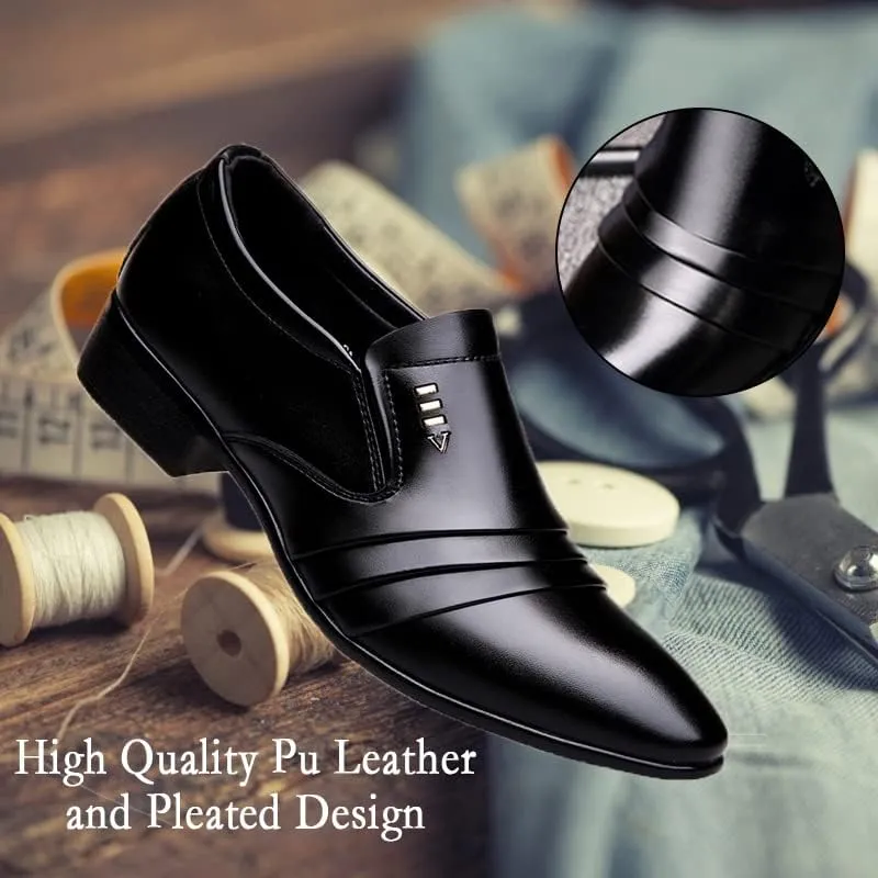 Men’s Dress Shoes Oxfords Uniform Business Slip On Formal Soft Classic Wedding Casual Modern Work Shoes Black US6-15