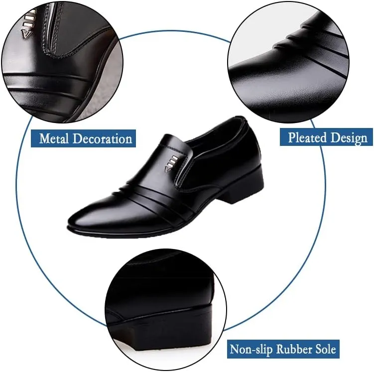 Men’s Dress Shoes Oxfords Uniform Business Slip On Formal Soft Classic Wedding Casual Modern Work Shoes Black US6-15