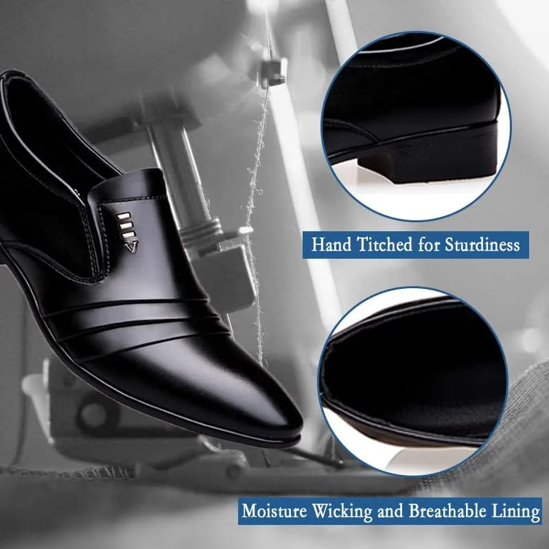 Men’s Dress Shoes Oxfords Uniform Business Slip On Formal Soft Classic Wedding Casual Modern Work Shoes Black US6-15