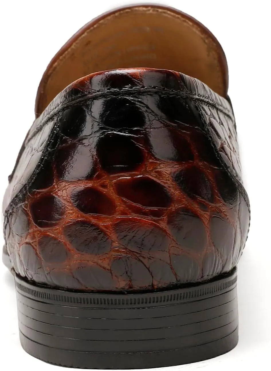 Men's Leather Penny Loafers, Alligator Printed Slip-On Dress Shoes for Mens Casual Shoes Soft Slip On Dress Loafers Bussiness Weddings Shoes