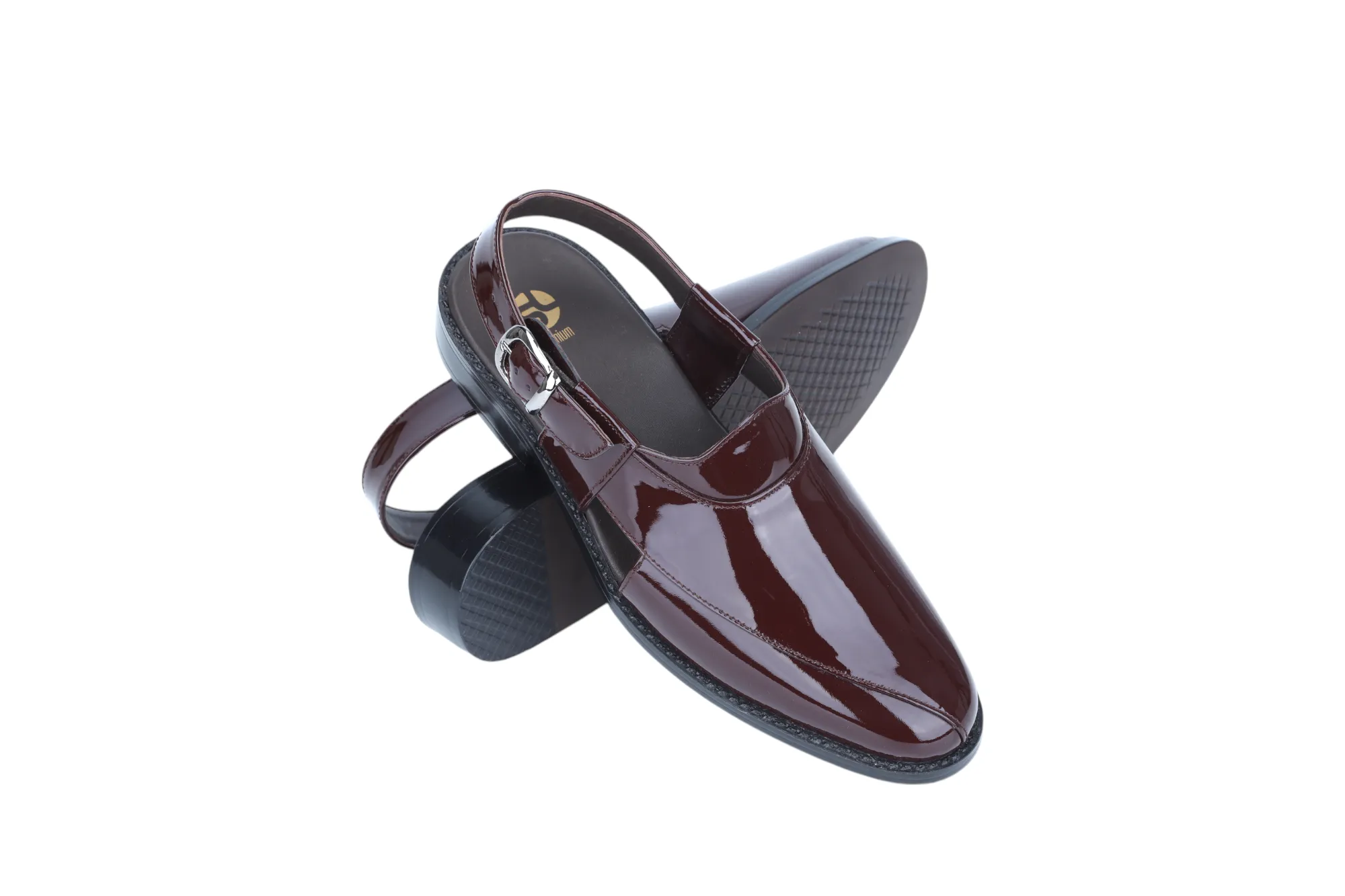 Mens Premium Peshawari Patent Leather Sandal 93668