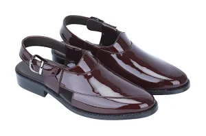 Mens Premium Peshawari Patent Leather Sandal 93668