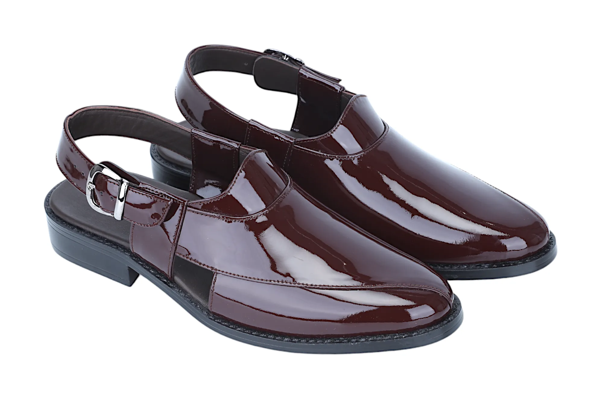 Mens Premium Peshawari Patent Leather Sandal 93668